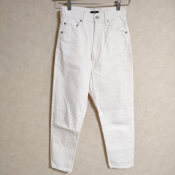 YLEVE 13.5oz DENIM HIGH WAIST TAPERED 定価26400円 サイズ0 デニムパンツ オフホワイト レディース イレーヴ【中古】4-0414G△