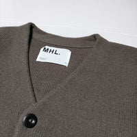 MHL. 596-9260506 DRY WOOL RIB リブニット カーディガン 19AW ブラウン メンズ エムエイチエル【中古】4-0911T∞