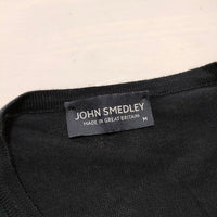 JOHN SMEDLEY コットン サイズM カーディガン ブラック レディース ジョンスメドレー【中古】4-0421M△
