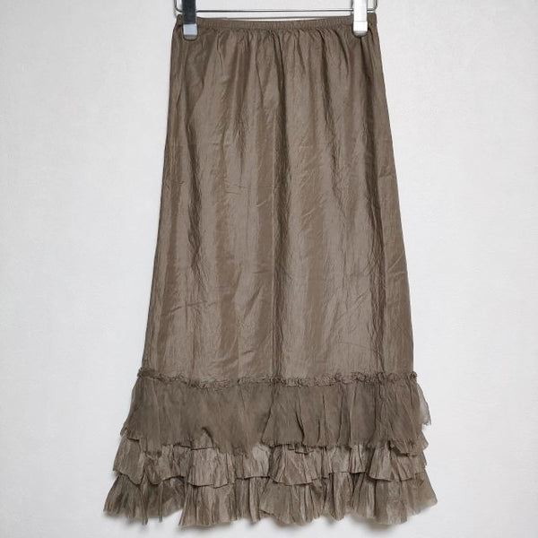 dosa ruffle skirt シルク100％ ラッフル ロングスカート ブラウン レディース ドーサ【中古】4-0427M∞