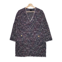 Spick and Span ツィードVネックチュニックブラウス 定価29700円 チュニック 22AW ネイビー レディース スピックアンドスパン【中古】4-1110T♪