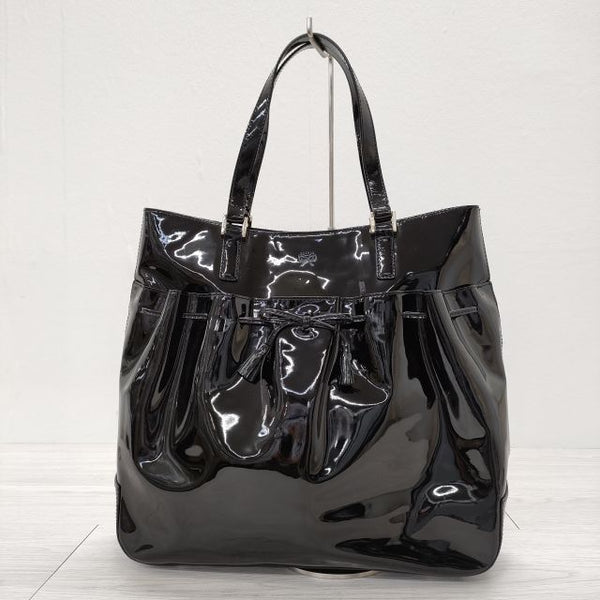 Anya Hindmarch エナメル トートバッグ パテント ポーチ付き 2113010-99 トートバッグ ブラック レディース アニヤ・ハインドマーチ【中古】4-0718G◎