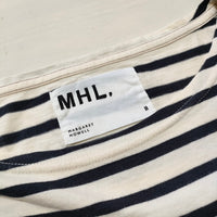 MHL. ボーダーカットソー 595-6269500 サイズ2 長袖Ｔシャツ カットソー ロンＴ アイボリー ブラック レディース エムエイチエル【中古】4-0414M△