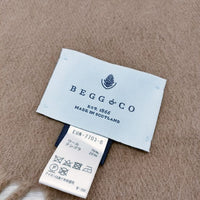 BEGG＆CO 大判ストール アンゴラ ウール スコットランド製 フリンジ マフラー ストール ベージュ レディース ベグアンドコー【中古】4-1107T◎