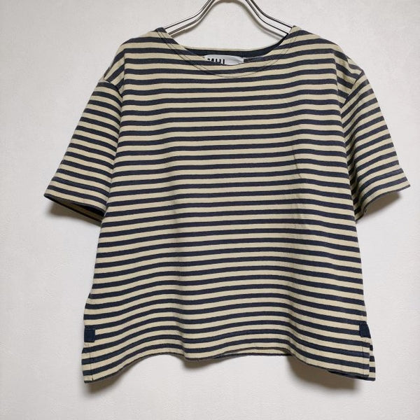 MHL. 595-9168502 HIGH TWISTED STRIPE JERSEY ボーダー Ｔシャツ カットソー 2019 イエロー系 ネイビー レディース エムエイチエル【中古】4-0615S∞