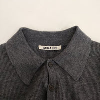 AURALEE FINE WOOL HIGH GAUGE RIB KNIT POLO A23AP02HW ニットポロシャツ 定価35200円 23AW グレー レディース オーラリー【中古】4-0402T♪