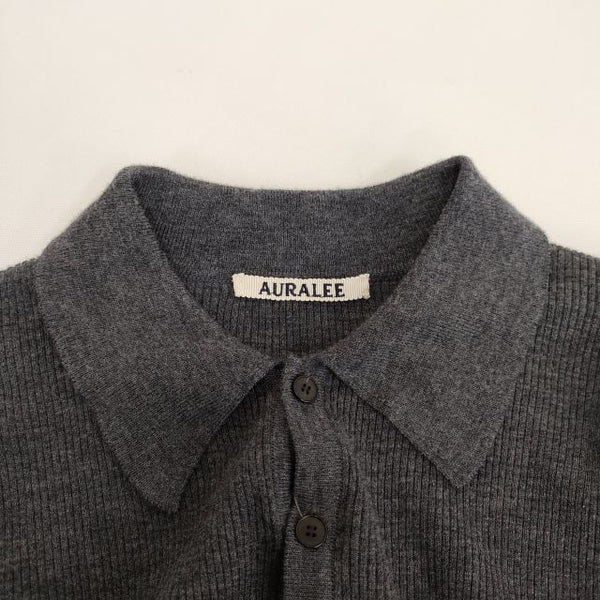 AURALEE FINE WOOL HIGH GAUGE RIB KNIT POLO A23AP02HW ニット ...