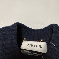 MUVEIL 刺繍 レース ケーブル セーター ウールナイロン ニット ネイビー レディース ミュベール【中古】4-0815T∞