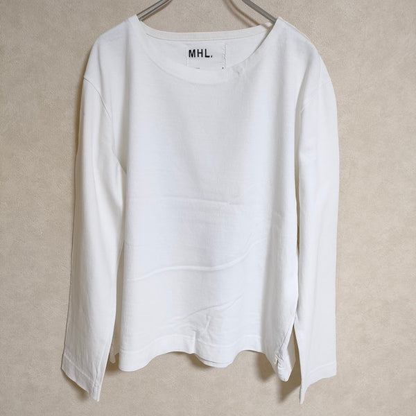 MHL. DRY COTTON JERSEY 595-3169501 サイズ2 長袖Ｔシャツ カットソー ロンＴ 2022 ホワイト レディース エムエイチエル【中古】4-0705M△