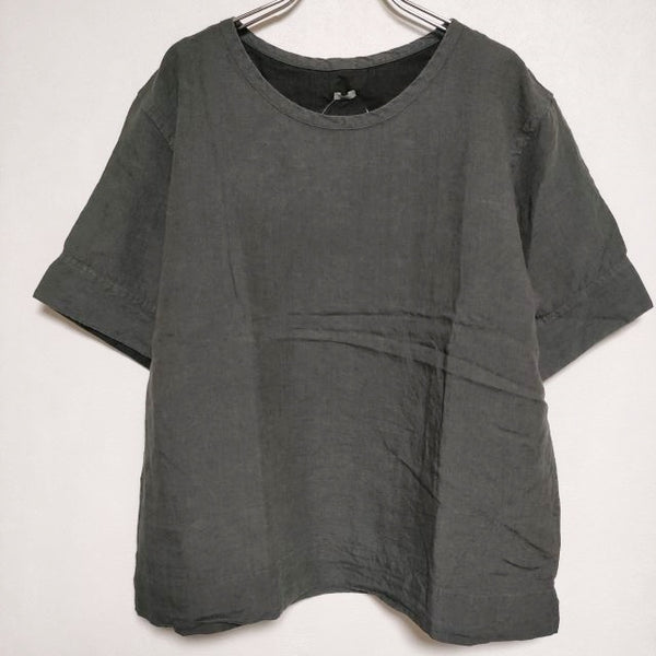 MARGARET HOWELL CHAMBRAY LINEN 589-3152003 半袖 ブラウス シャツ 2023 チャコールグレー レディース マーガレットハウエル【中古】4-0611S∞