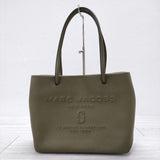 MARC JACOBS LOGO SHOPPER ロゴショッパー エンボスロゴ レザー トートバッグ カーキ レディース マークジェイコブス【中古】4-0620G◎