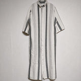 SEEALL インド製 コットン 半袖　LONG SHIRTS DRESS ロングシャツ ワンピース ホワイト ブラック レディース シーオール【中古】4-0509S∞