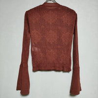 Mame Kurogouchi Knit Jacquard Pleated Tops 透かし編みセーター フレアスリーブ ニット ブラウン –  ブランド古着の専門店gee