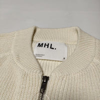 MHL. 595-3264500 VINTAGE DRY COTTON RIB コットン カーディガン ニット 23AW オフホワイト レディース エムエイチエル【中古】4-1028M∞