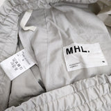 MHL. 595-3132500 SOFT DENSE COTTON サイズ3 タック フレア ロングスカート 23SS ライトグレー レディース エムエイチエル【中古】4-0602M♪