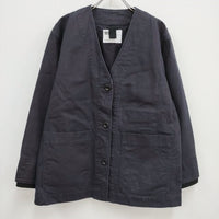 MHL. 595-2125503 INDIGO TWILL 代官山店限定 サイズ2 カバーオール ノーカラージャケット ネイビー レディース エムエイチエル【中古】4-0602M♪