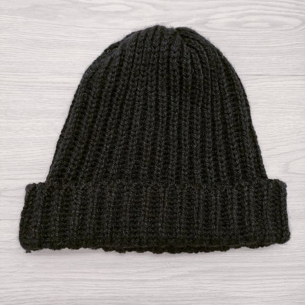 Oldderby Knitwear イギリス製 ウールアクリル ニット帽 帽子 ニットキャップ ブラック レディース オールドダービーニットウェア【中古】4-1118T◎