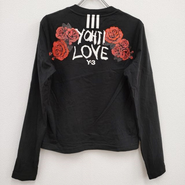 Y-3/adidas YOHJI LOVE ロングスリーブ バラ 薔薇 長袖Ｔシャツ カットソー ロンＴ ブラック レディース ワイスリー/アディダス【中古】4-0602M♪