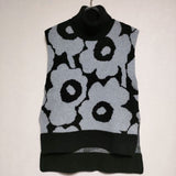 marimekko UNIKKO ウニッコ柄 ウール ノースリーブニット タートル ベスト ブルー ブラック レディース マリメッコ【中古】4-1130T∞