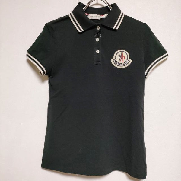 MONCLER slim fit S コットン ポロシャツ ブラック レディース モンクレール【中古】4-0615S∞