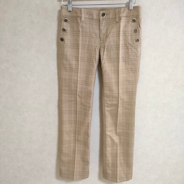 BURBERRY LONDON フレア 三陽商会 チェック柄 サイズ38 パンツ ベージュ レディース バーバリーロンドン【中古】4-0521G△