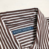 RALPH LAUREN ストライプシャツ サイズ7 長袖シャツ ブラウン ホワイト レディース ラルフローレン【中古】4-0513M△