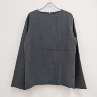 YASUTO KIMURA ヤストキムラ boat neck shirt プルオーバーシャツ ブラウス カットソー ストール付き サイズS コットンカシミヤ 長袖シャツ グレー レディース【中古】4-0418T◎