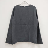 YASUTO KIMURA ヤストキムラ boat neck shirt プルオーバーシャツ ブラウス カットソー ストール付き サイズS コットンカシミヤ 長袖シャツ グレー レディース【中古】4-0418T◎