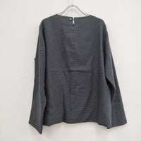 YASUTO KIMURA ヤストキムラ boat neck shirt プルオーバーシャツ ブラウス カットソー ストール付き サイズS コットンカシミヤ 長袖シャツ グレー レディース【中古】4-0418T◎