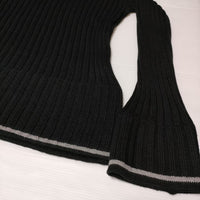 tricot COMME des GARCONS コットン リブセーター 袖先フレア ニット AD1994 90年代 ブラック レディース トリココムデギャルソン【中古】4-1117M∞