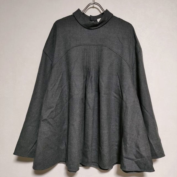 ENFOLD BACK TIE PULLOVER 定価36300円 ウール長袖 ブラウス シャツ チャコールグレー レディース エンフォルド【中古】4-1212T∞