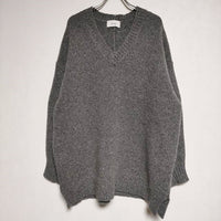 CLANE OVER V NECK KNIT TOPS プルオーバーセーター ウール ニット グレー レディース クラネ【中古】4-1026T∞