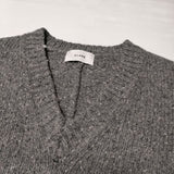 CLANE OVER V NECK KNIT TOPS プルオーバーセーター ウール ニット グレー レディース クラネ【中古】4-1026T∞