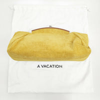 A VACATION コーデュロイ がま口 クラッチバッグ イエロー レディース アヴァケーション【中古】4-1125T◎