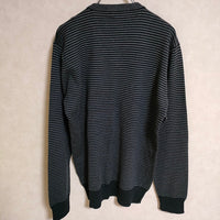 BURBERRY BLACK LABEL ボーダーVネック サイズ3 ニット ブラック チャコールグレー メンズ バーバリーブラックレーベル【中古】4-0513M△