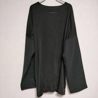 MM6/Maison Margiela 新品 DUAL-FABRIC FITTED BOAT-NECK SWEATSHIRT 長袖Ｔシャツ カットソー ロンＴ ブラック レディース エムエム6/メゾンマルジェラ【中古】4-0522M∞