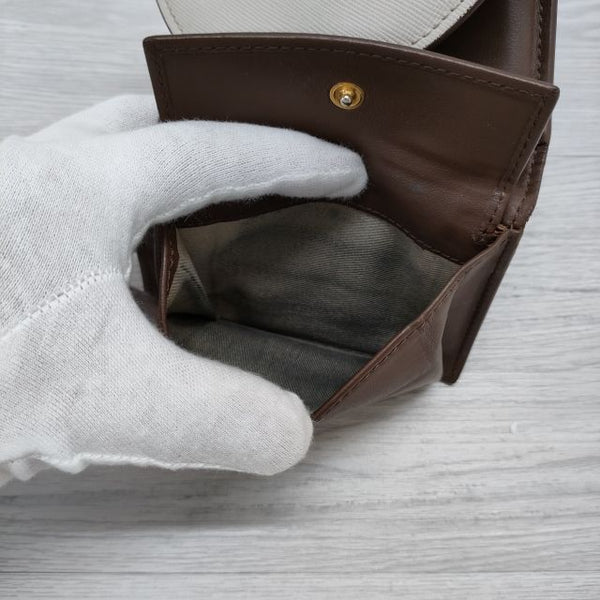 MARNI ベージュ 三つ折り財布 MARNI 牛革 レザー 三つ折り財布 エンジ ベージュ レディース