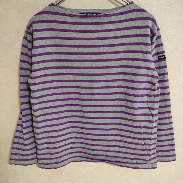 IENA〈SAINT JAMES〉ボーダーカットソー　パープル SAINT JAMES ボーダーボートネックバスクシャツ 長袖 カットソー