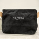 TEMBEA 新品 定価12000円 コットン 牛革 ショルダーバッグ ポシェット ブラック レディース テンベア【中古】4-0612G◎