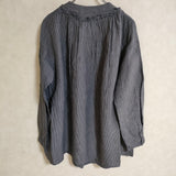 nest Robe リネンストライプボトルギャザーブラウス 01203-1558 サイズF 長袖シャツ チャコールグレー ネイビー レディース ネストローブ【中古】4-0606M△