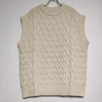 AURALEE HARD TWIST MERINO ARAN KNIT VEST 定価38000円 A9AV04FM ノースリーブニット ベスト アイボリー レディース オーラリー【中古】4-1130T∞