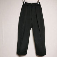 MARGARET HOWELL 578-2242009 WOOL COTTON TROUSERS ウール コットン 2タックトラウザーズ   パンツ 22AW ブラック レディース マーガレットハウエル【中古】4-1124T∞