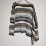 iliann loeb コットンウール アシンメトリー ボーダーセーター ニット ピンク グレー レディース イリアンローブ【中古】4-1124T∞