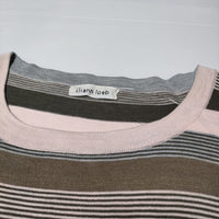 iliann loeb コットンウール アシンメトリー ボーダーセーター ニット ピンク グレー レディース イリアンローブ【中古】4-1124T∞