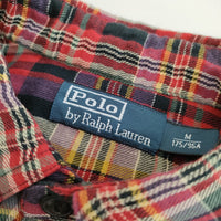 POLO RALPH LAUREN ガーゼ素材 チェック 長袖シャツ レッド パープル メンズ ポロ・ラルフローレン【中古】5-0312M∞