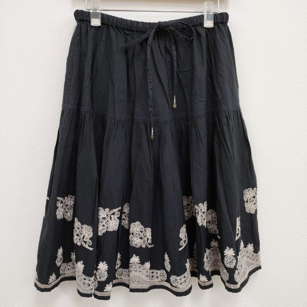 Deuxieme Classe ビーズ 刺繍 ギャザー スカート ブラック レディース ドゥーズィエムクラス【中古】4-0604M♪