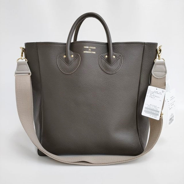 YOUNG & OLSEN 新品 EMBOSSED LEATHER D TOTE M IENA取扱 レザー トートバッグ 23AW グレー レディース ヤングアンドオルセン【中古】4-0508G♪