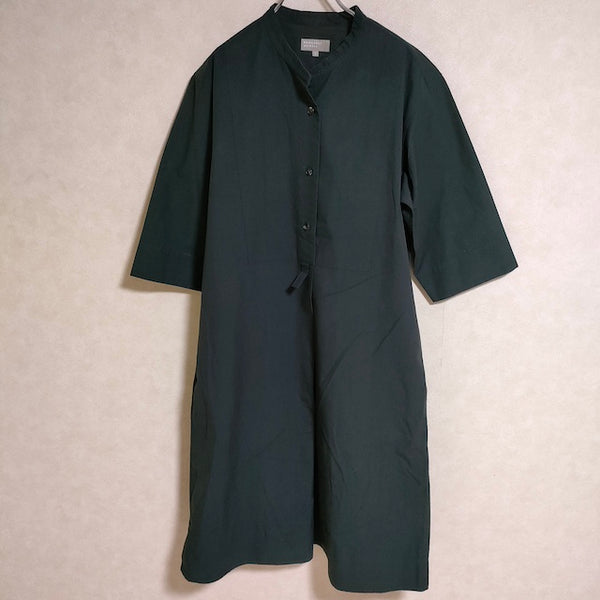 MARGARET HOWELL STIFF COTTON POPLIN 578-8258003 サイズ2 長袖 ワンピース 2018 ブラック レディース マーガレットハウエル【中古】4-0529M△