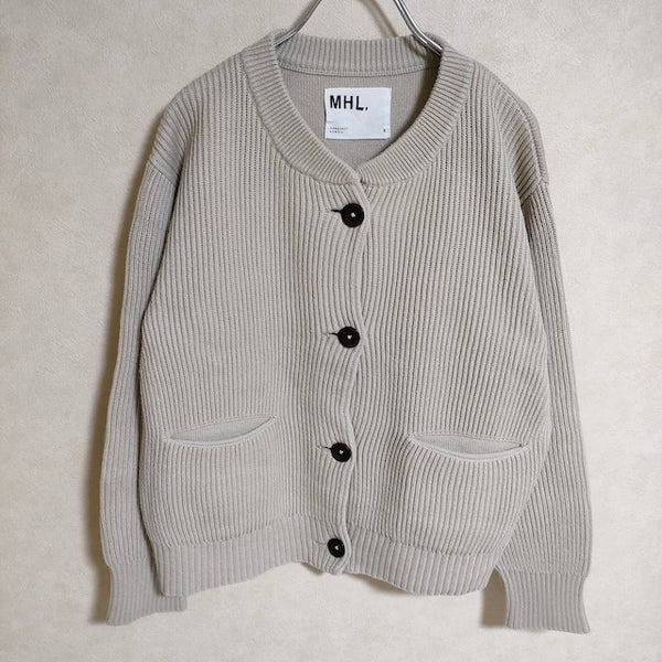 MHL. ROUGH COTTON CARDIGAN 595-0264501 サイズ2 カーディガン 2020AW グレージュ レディース エムエイチエル【中古】4-1001T△