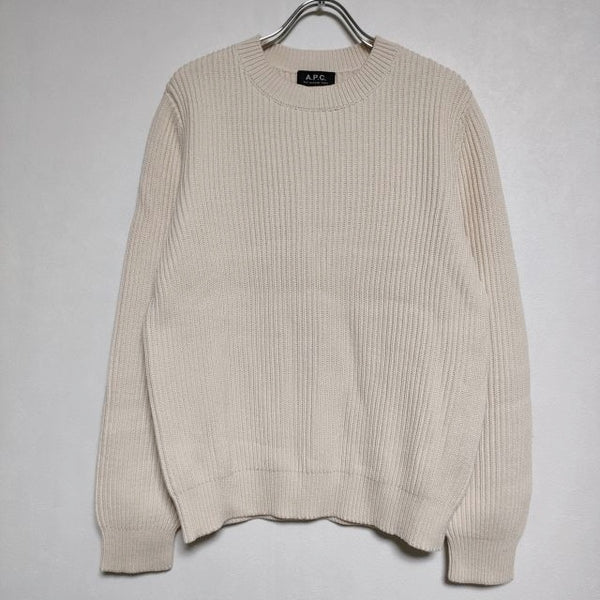 A.P.C. 新品未使用 SMU PULL KENT エルボーパッチ コットンセーター ニット キナリ レディース アーペーセー【中古】4-1013T∞